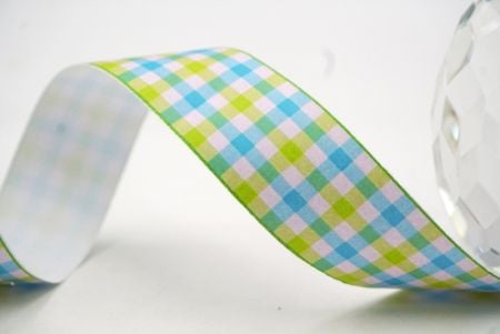 Heldere Blauwe en Groene Gingham Geruite Lint_AI